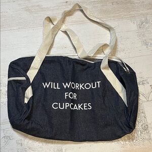 Will Workout For Cupcakes Gym Bag Blue Denim
